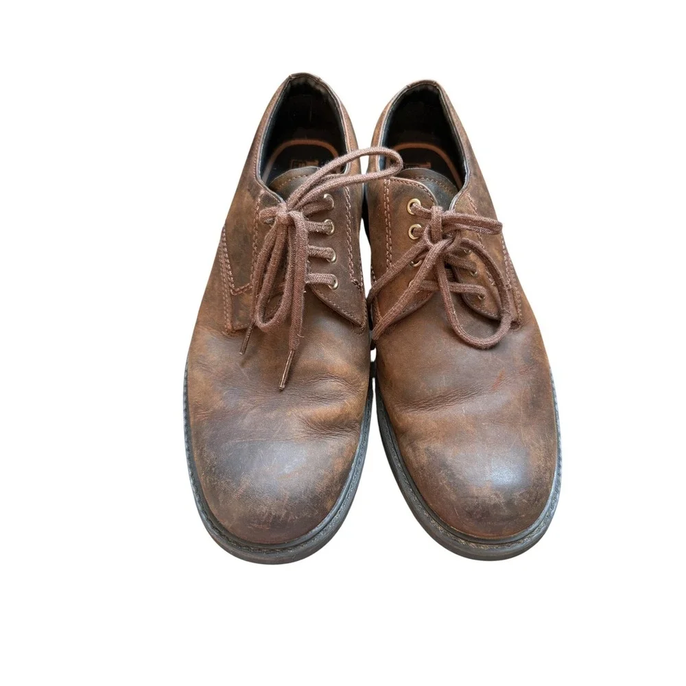 Timberland 56583 Oxford Shoes Mens 7.5 Brown Leather Waterproof Casual Derby